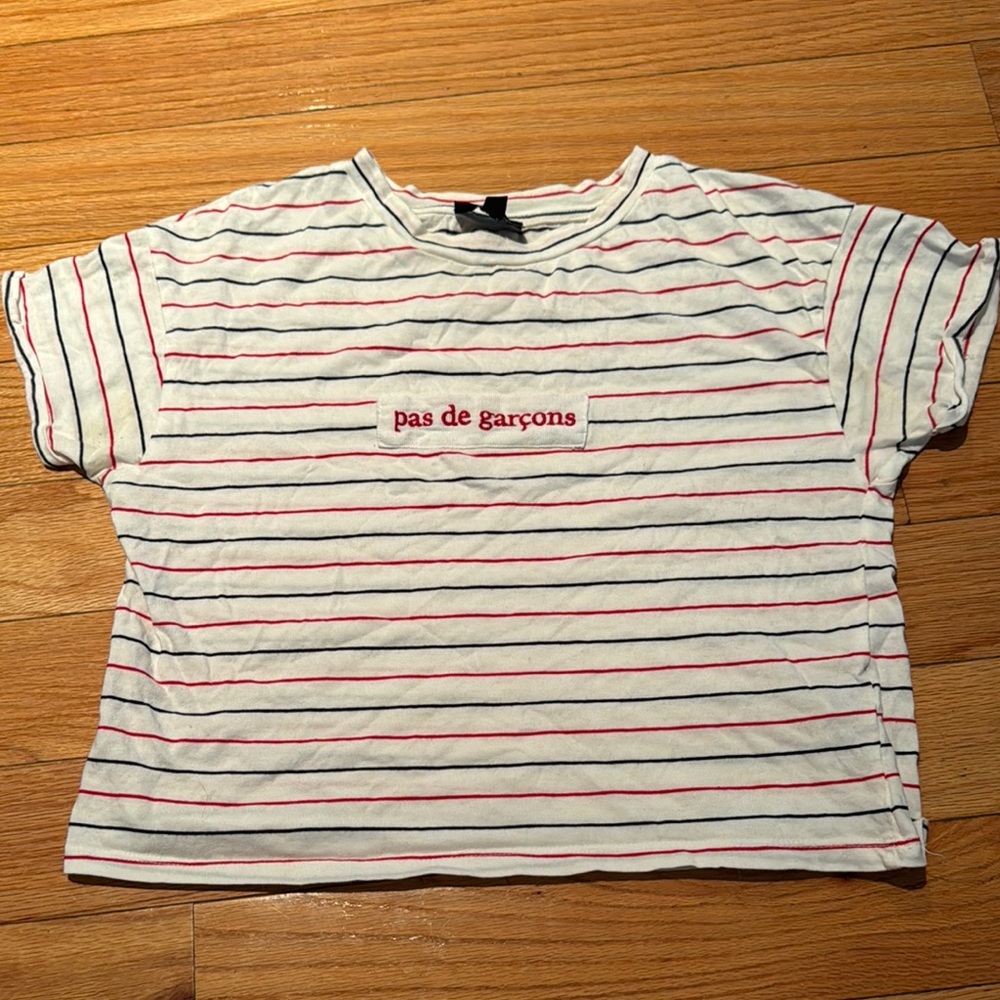 Topshop White T-Shirt with Red and Black Stripes